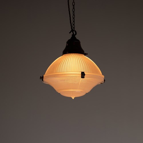 Early 20Th Century Three-Part Holophane Pendant Light 