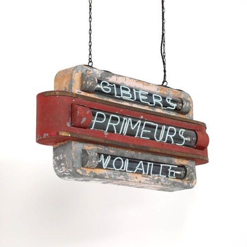 Mid-Century French Butchers Illuminated Neon Advertising Shop Trade Sign