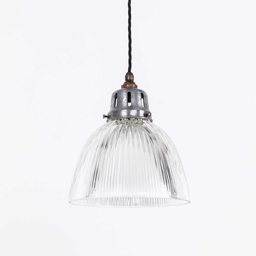 Single Holophane Glass Pendant Light