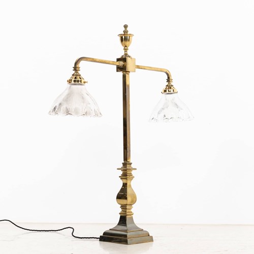 Large Brass Double-Headed Table Desk Lamp