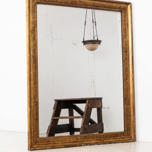 XL Antique Distressed French Gilt Bistro Mirror