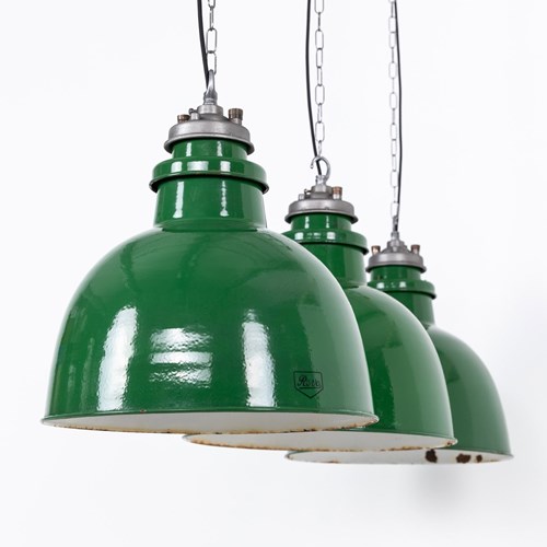 Large Industrial Green REVO Enamel Pendant Light