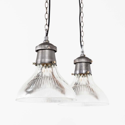 Pair Of Industrial Holophane 'Stiletto' Pendant Lights