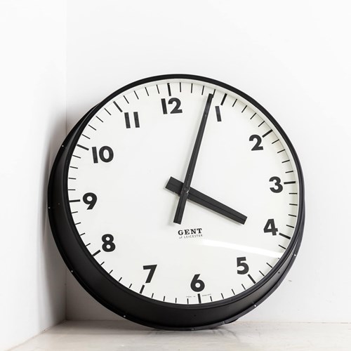 Huge 30" Black Gents Of Leicester Factory Wall Clock