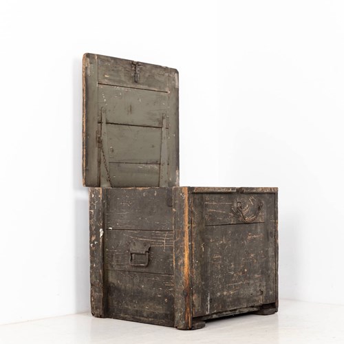 Large Unusual Vintage Industrial Wooden Storage Box/Trunk