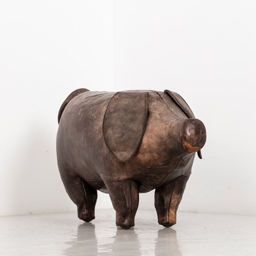 Vintage Dimitri Omersa Handcrafted Leather Pig Footstool