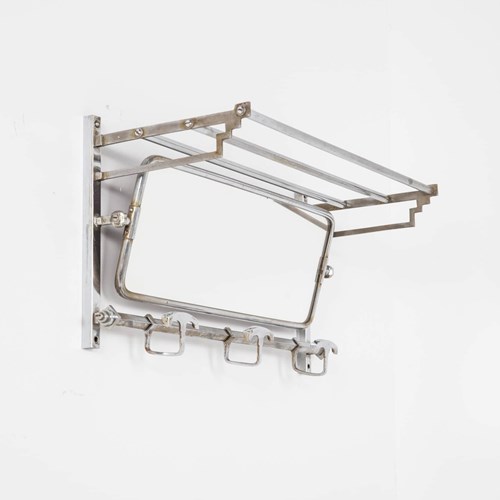 Art Deco Chrome Mirrored Hat & Coat Luggage Storage Rack