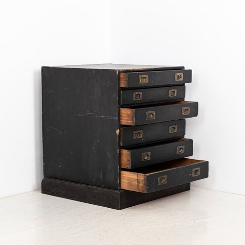 Black Painted Vintage Industrial 6-Drawer Unit