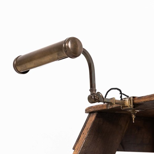 Vintage Industrial Brass Shelf Clamp Lamp