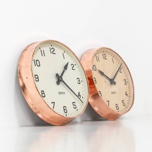 Antique Copper Gents Of Leicester Factory Wall Clocks