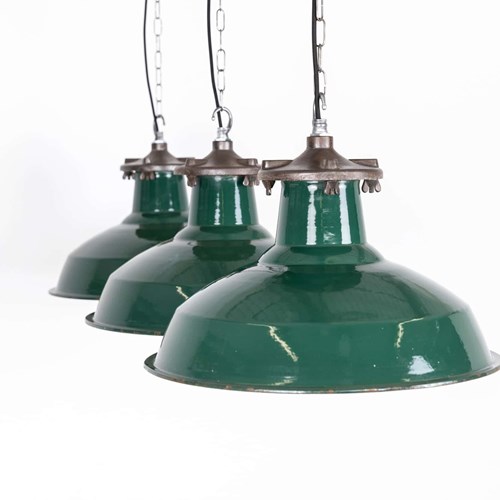 Large Industrial Green Simplex Enamel Pendant Light 