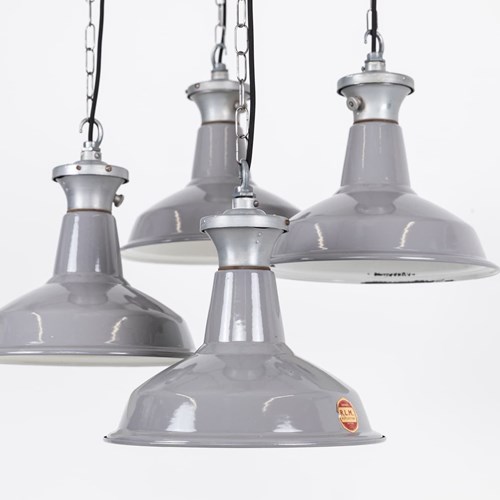 Industrial Grey Benjamin Enamel Factory Light Pendants