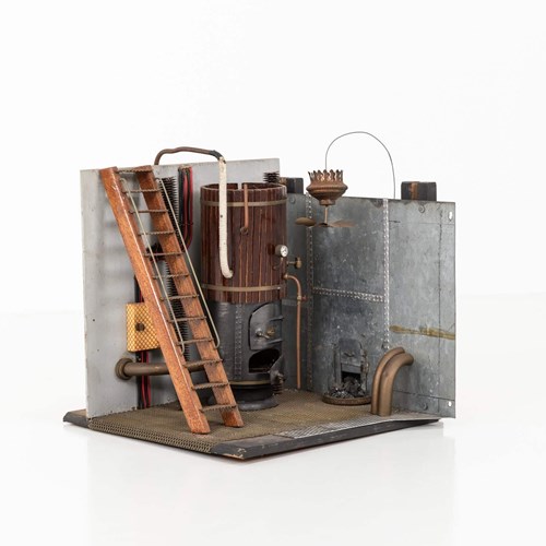 Vintage Industrial Scratch Built Furnace Diorama Model