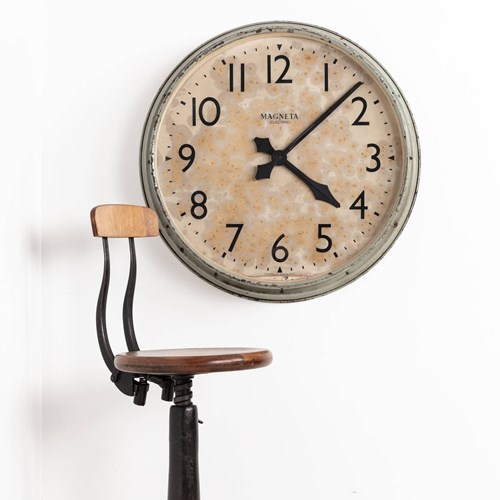 Large Vintage Industrial Magneta Railway Wall Clock