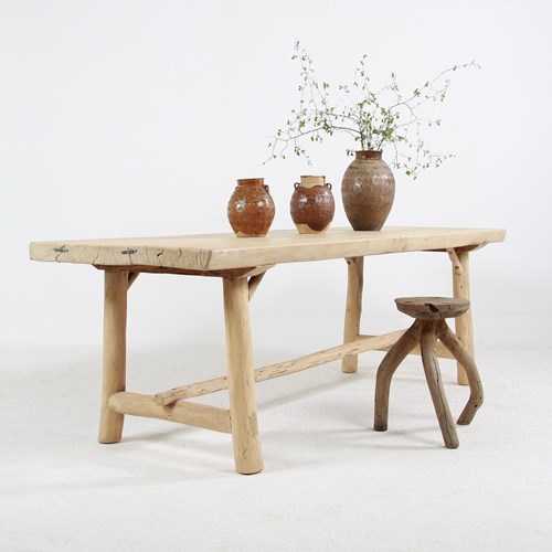 Exceptional Pine Slab Live Edge Country Dining Table