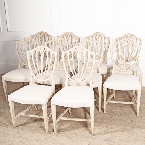 Set Of Ten 19Th Century Swedish Dining Chairs - Circa 1860