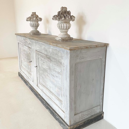 French 19Th Century Buffet With Original Blue Paint