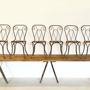 Set Of 6 French Iron Garden Chairs