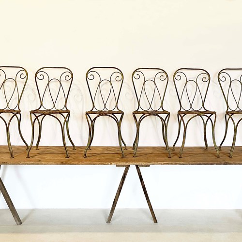 Set Of 6 French Iron Garden Chairs