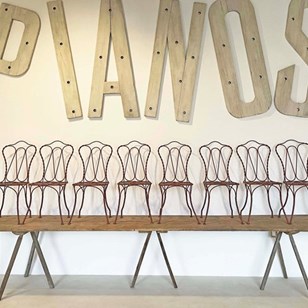 Set Of 8 French Iron Garden Chairs