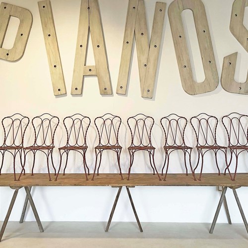 Set Of 8 French Iron Garden Chairs