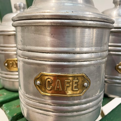 Set Of 6 Kitchen Storage Jars With Lids - Circa 1920