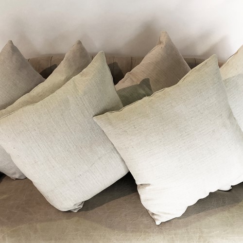 Large 19Th C Antique Linen Cushions
