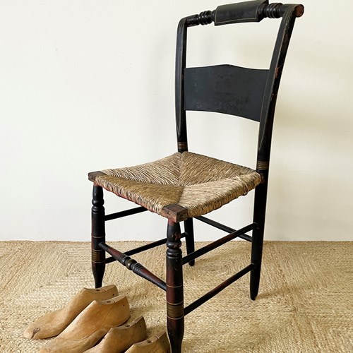 Single Late 19Th Century English Chair With Rush Seat