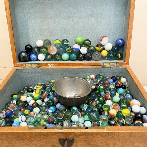 19Th C French Box Of Marbles - Circa 1880