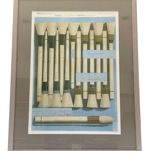 Framed French Brush Print from a 19th c Catalogue 