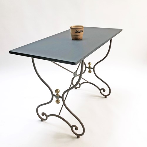 19Th C French Cafe Table With Slate Top - C 1860