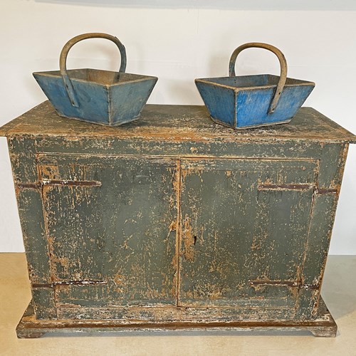 19Th Century Italian Rustic Buffet With Original Grey Green Paint