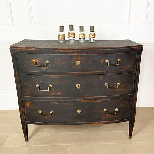 19Th C Black Swedish Chest Of Drawers - C 1820