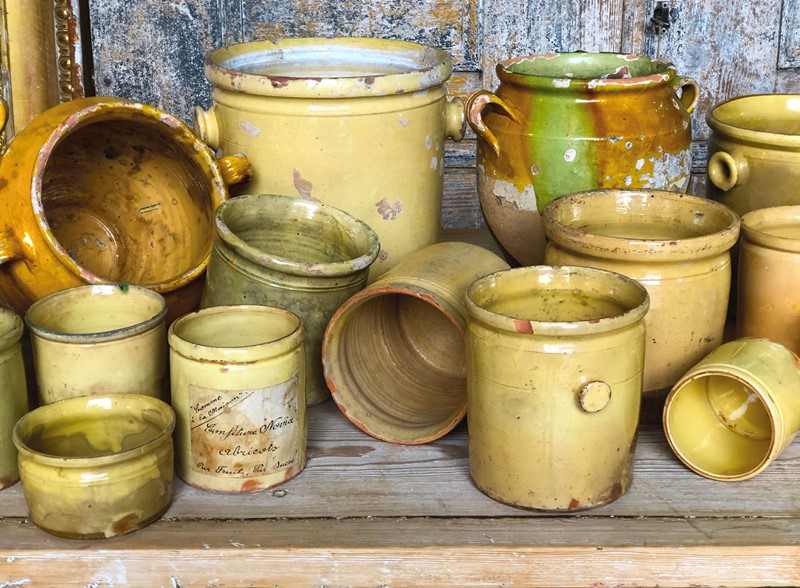 3 French Yellow Glazed Jars with handles - c 1830-appley-hoare-groupjars-main-637107312693186646.jpg
