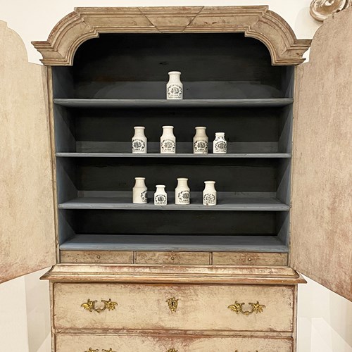 18Th Century Swedish Rococo Cupboard-On-Chest