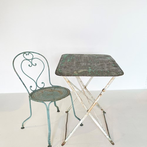 Small 20Th C French Iron Folding Table - C 1930