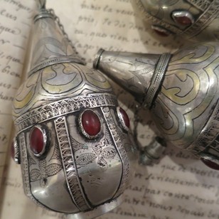 Antique Silver Turkoman Perfume Bottles