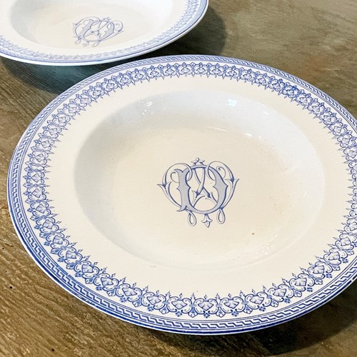 Pr. English 19Th C Soup Plates With Monogram