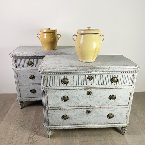 Pair 19Th C Swedish Gustavian Stule Commodes - C 1820