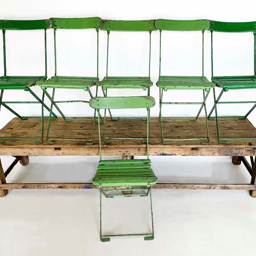 Set Of Six Early 20Th Century English Folding Garden Chairs