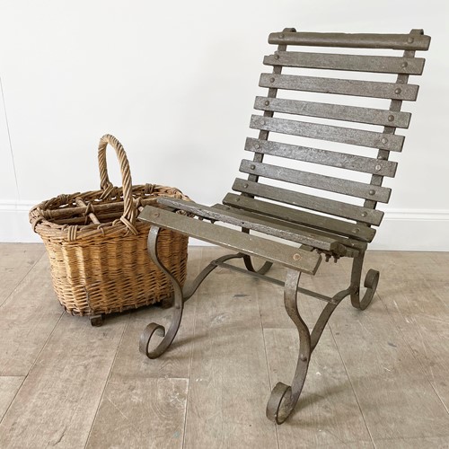 Single French Garden Chair With Slatted Seat
