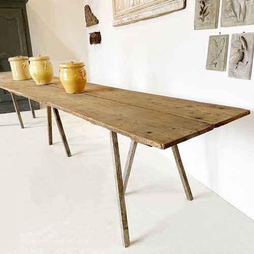 French Long Pine 19Th C 'Vendange' Table