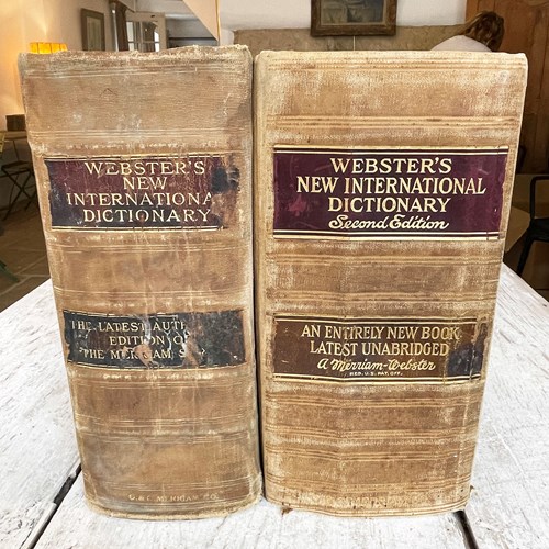 2 Huge Volumes Of Websters Dictionary - Printed 1942