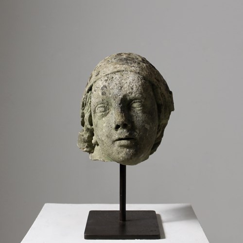 18Th Century Life Size Carved Classical Head