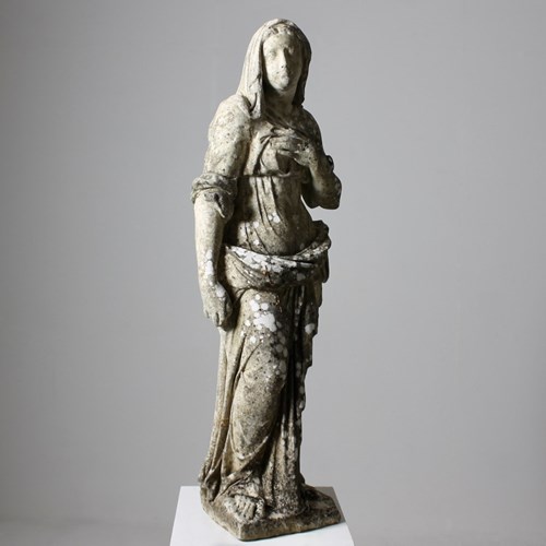 Early 19Th Century Carved Marble Garden Figure Of A Vestal
