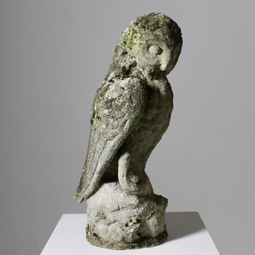 Early 19Th Century Carved Cotswold Stone Owl Clutching A Snake