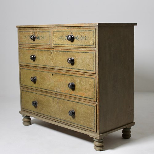 William Iv Original Painted Pine Chest Of Drawers