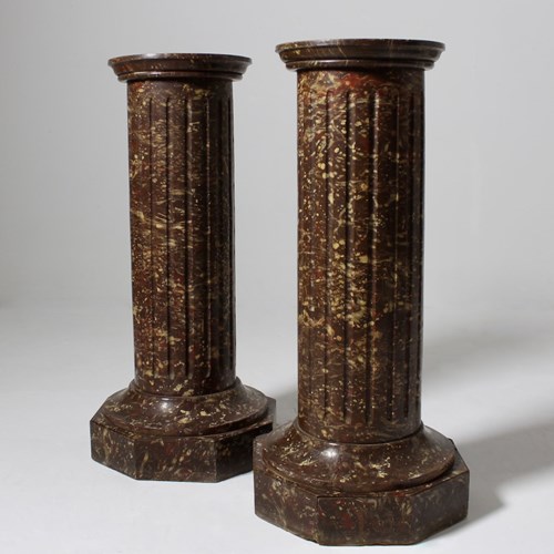 Pair Of 19Th Century Faux Marble Sculpture Pedestals