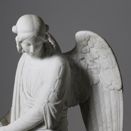 Marble Figure Of 'The Guardian Angel' From The Workshop Of Luigi Bienaimé