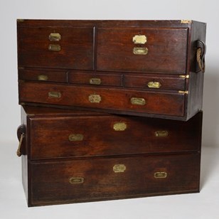 Pair Of Regency Teak Officer Or Cap...